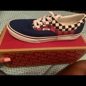 Blue plaid and checkered Vans
